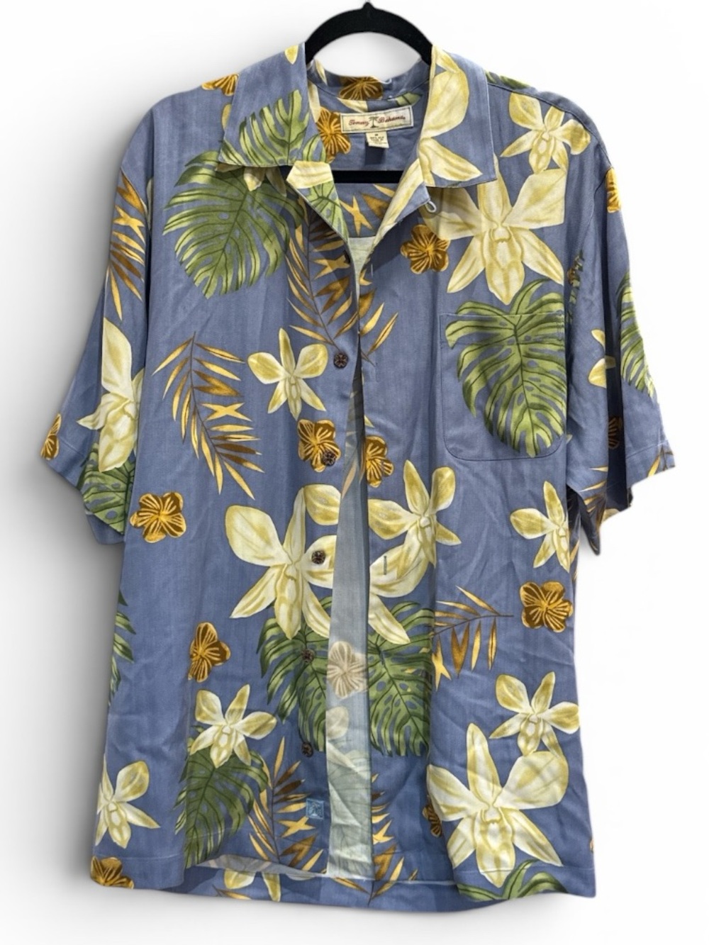 Tommy Bahama Blue Tropical Floral Short-Sleeve Button-Down Shirt #654